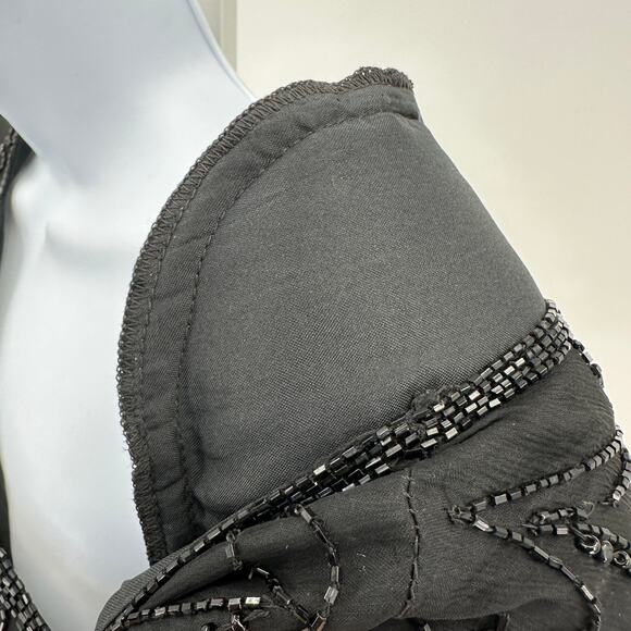 JMD New York Sheath Dress WMNS 3X Black Silk Beaded Short Sleeve Lined Back Zip - Picture 5 of 12